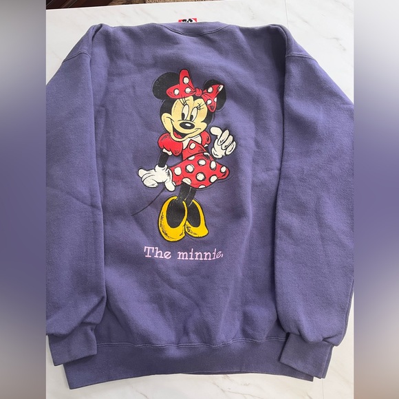 VTG Minnie Mouse Sweatshirt Purple Double Sided 90’s Disney MADE IN USA Size M - Picture 2 of 5